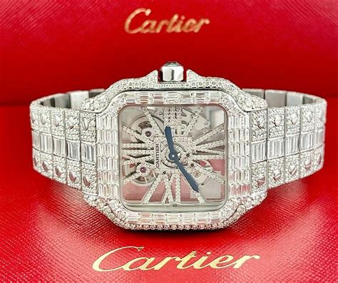 skeleton cartier watch ice out